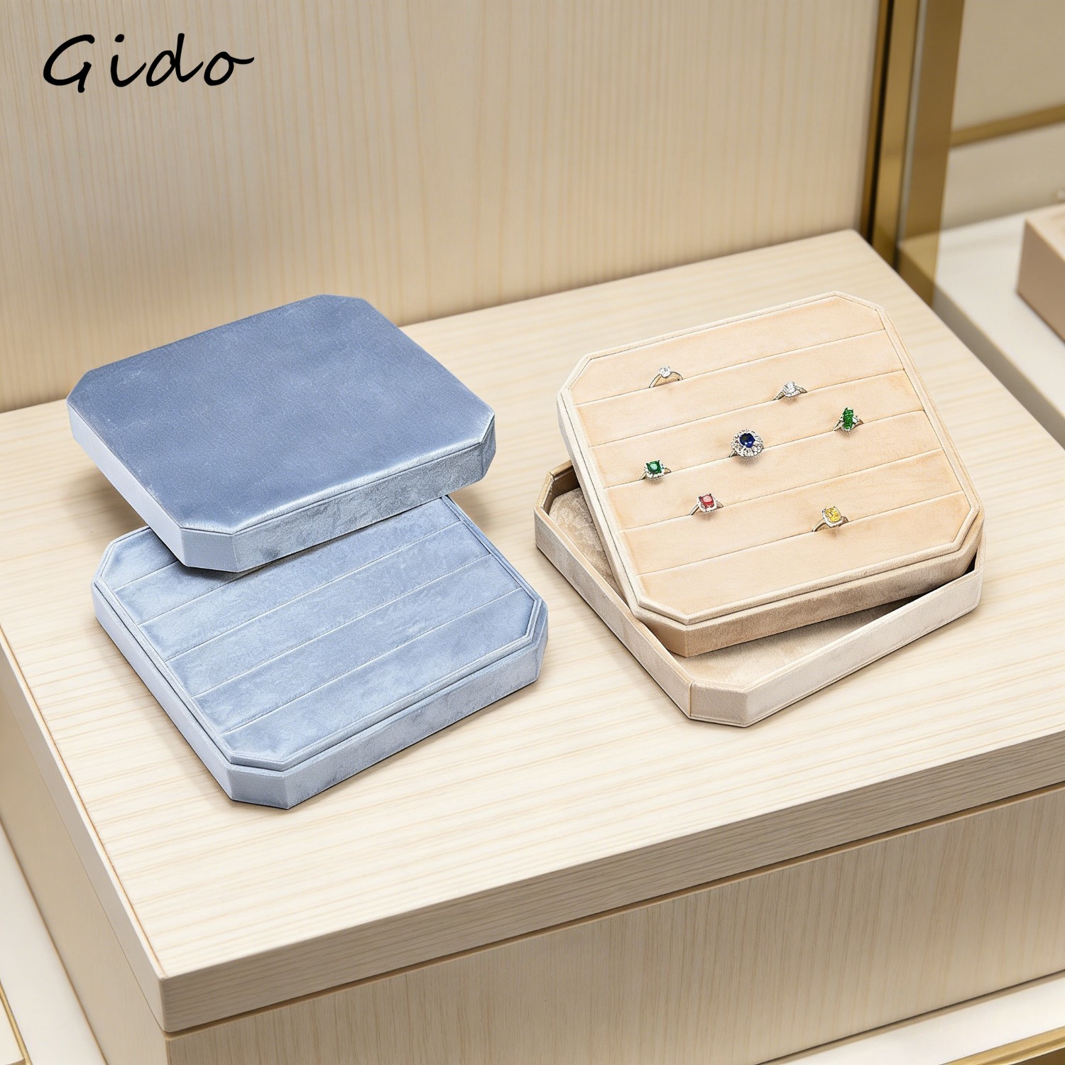Baby Products Storage Box - Velvet Ring Earring Organizer Box Large